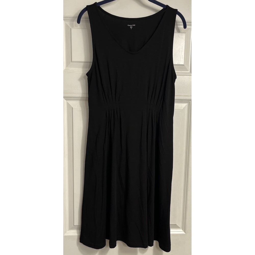 Garnet Hill Black Jersey Knit Dress Women Sz Medium Knee Length